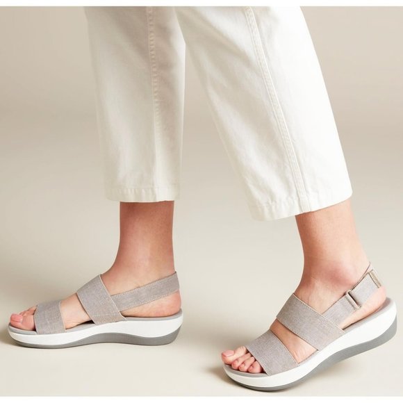 Clarks Shoes - Clarks | Arla Jacory Wedge Sandal in Grey